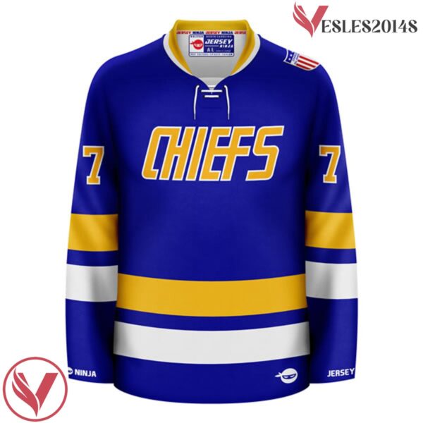 Charlestown Chiefs Blue Reggie Dunlop Hockey Jersey - Vesles2014S 2