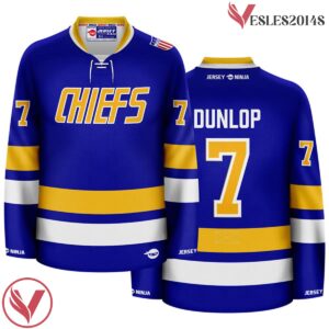 Charlestown Chiefs Blue Reggie Dunlop Hockey Jersey - Vesles2014S