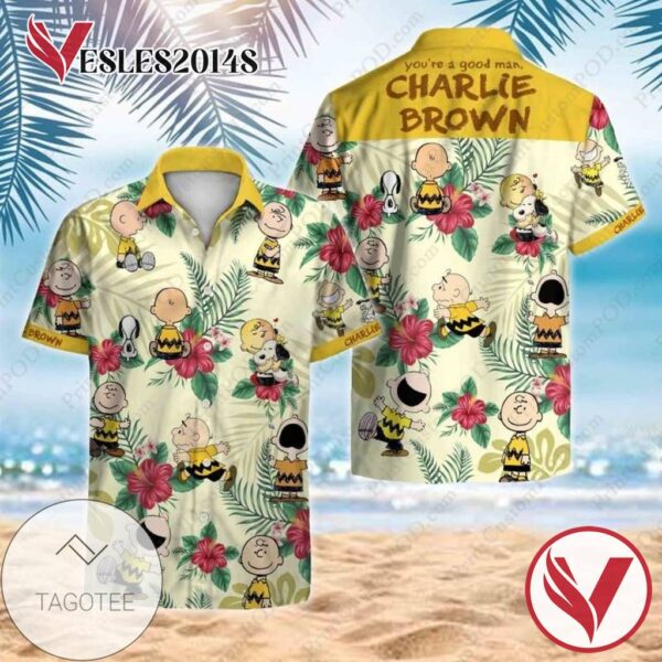 Charlie Brown Hawaiian Graphic Print Short Sleeve Hawaiian Casual Shirt Vesles2014S 1