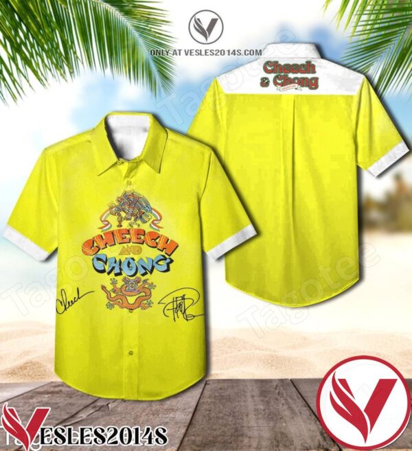 Cheech And Chong Signatures Yellow Hawaiian Shirt, Unique Gifts For Friends - Vesles2014S 1
