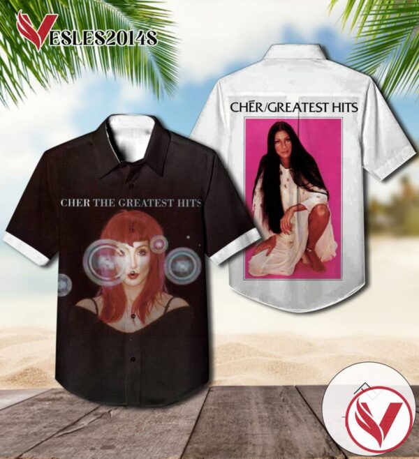 Cher The Greatest Hits Compilation Album Cover Hawaiian Shirt, Best Gift For Music Lovers Vesles2014S