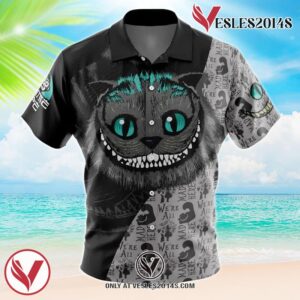 Cheshire Cat Alice in Wonderland Hawaiian Button Up Shirt, Perfect Gifts For Anime Lovers - Vesles2014S