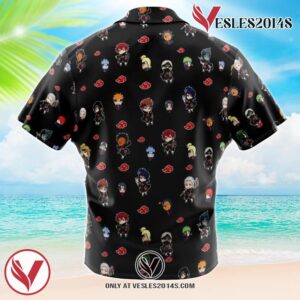 Chibi Akatsuki Pattern Naruto Hawaiian Button Up Shirt, Perfect Gifts For Anime Lovers - Vesles2014S 1