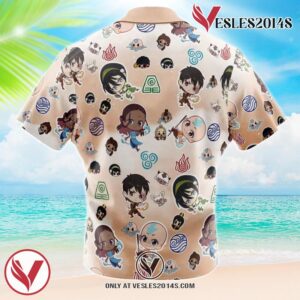 Chibi Avatar Airbender Pattern Hawaiian Button Up Shirt, Perfect Gifts For Anime Lovers - Vesles2014S 1