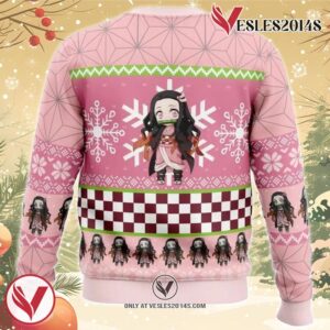 Chibi Christmas Nezuko Kamado Demon Slayer Ugly Christmas Sweater, Unique Christmas Gift For Fans - Vesles2014S 1