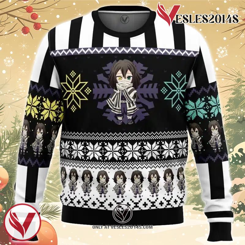 Chibi Christmas Obanai Iguro Demon Slayer Ugly Christmas Sweater, Unique Christmas Gift For Fans - Vesles2014S