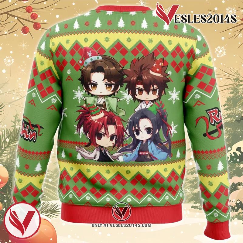 Chibi Christmas Rurouni Kenshin Samurai X Ugly Christmas Sweater, Unique Christmas Gift For Fans - Vesles2014S 1