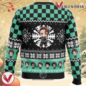 Chibi Christmas Tanjiro Kamado Demon Slayer Ugly Christmas Sweater, Unique Christmas Gift For Fans - Vesles2014S 1