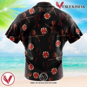 Chibi Darth Maul Pattern Star Wars Pattern Hawaiian Button Up Shirt, Perfect Gifts For Anime Lovers - Vesles2014S 1