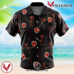 Chibi Darth Maul Pattern Star Wars Pattern Hawaiian Button Up Shirt, Perfect Gifts For Anime Lovers - Vesles2014S