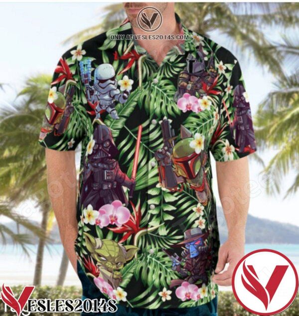 Chibi Darth Vader Stormtrooper Star Wars Tropical Forest Hawaiian Shirt And Short, Unique Gifts For Friends - Vesles2014S 1