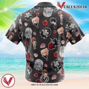 Chibi Death Note Pattern Hawaiian Button Up Shirt, Perfect Gifts For Anime Lovers - Vesles2014S 1