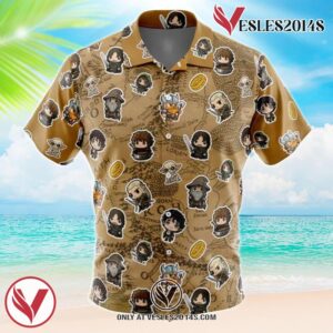 Chibi Fellowship Of The Ring Pattern The Lord Of The Rings Hawaiian Button Up Shirt, Perfect Gifts For Anime Lovers - Vesles2014S
