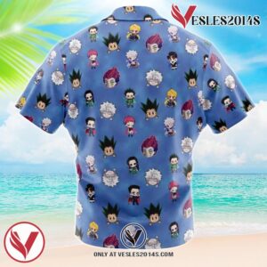 Chibi Hunter x Hunter Characters Pattern Hawaiian Button Up Shirt, Perfect Gifts For Anime Lovers - Vesles2014S 1