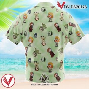 Chibi Jedi Masters Pattern Star Wars Pattern Hawaiian Button Up Shirt, Perfect Gifts For Anime Lovers - Vesles2014S 1