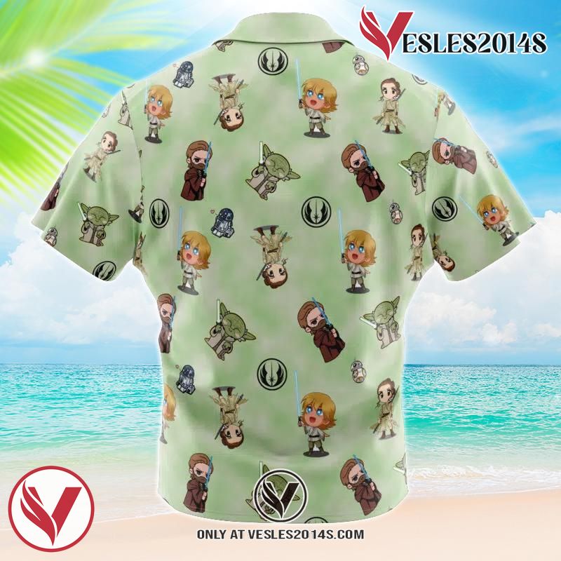 Chibi Jedi Masters Pattern Star Wars Pattern Hawaiian Button Up Shirt, Perfect Gifts For Anime Lovers - Vesles2014S 1