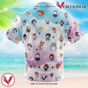 Chibi Studio Ghibli Pattern Hawaiian Button Up Shirt, Perfect Gifts For Anime Lovers - Vesles2014S 1