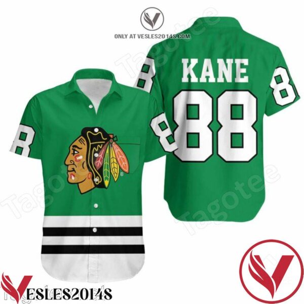 Chicago Blackhawks 88 Kane Green Jersey Inspired Hawaiian Shirt, Unique Gifts For Friends - Vesles2014S 1