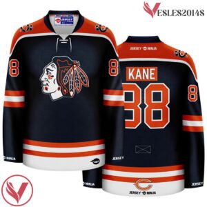 Chicago Blackhawks x Bears Navy Patrick Kane Mashup Hockey Jersey - Vesles2014S
