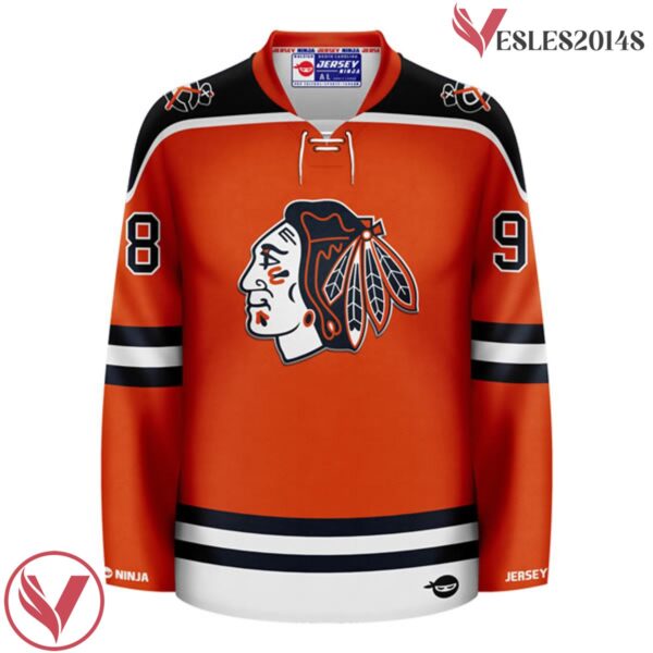 Chicago Blackhawks x Bears Orange Connor Bedard Mashup Hockey Jersey - Vesles2014S 2