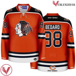 Chicago Blackhawks x Bears Orange Connor Bedard Mashup Hockey Jersey - Vesles2014S