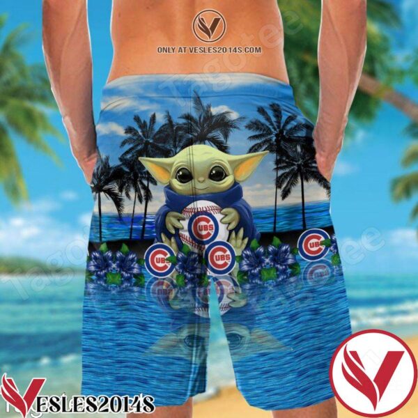 Chicago Cubs & Baby Yoda Hawaiian Shirt And Short, Unique Gifts For Friends - Vesles2014S 1