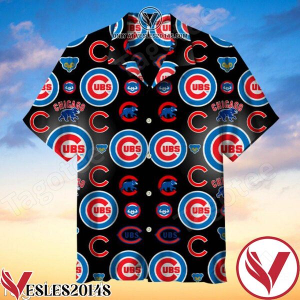 Chicago Cubs Baseball Logo Black Hawaiian Shirt, Unique Gifts For Friends - Vesles2014S 1