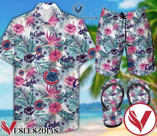 Chicago Cubs Combo Hawaiian Shirt, Beach Shorts And Flip Flop, Unique Gifts For Friends - Vesles2014S 1