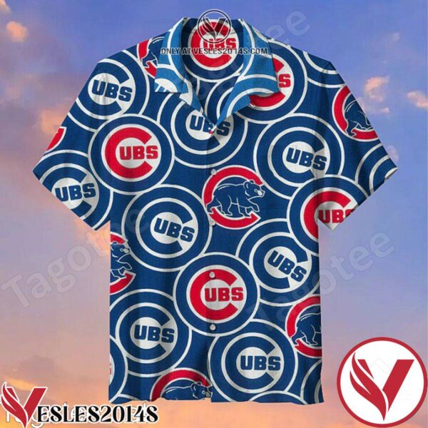Chicago Cubs Logo All Over Print Navy Hawaiian Shirt, Unique Gifts For Friends - Vesles2014S 1