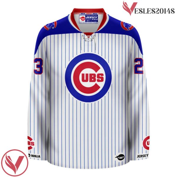 Chicago Cubs White Ryne Sandberg Crossover Hockey Jersey - Vesles2014S 2