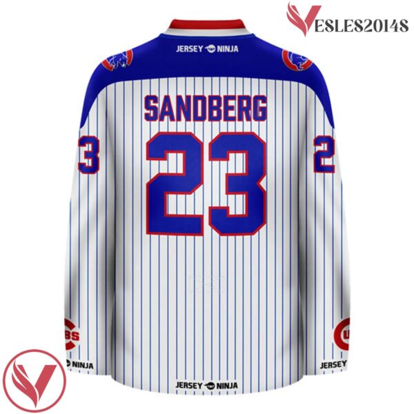 Chicago Cubs White Ryne Sandberg Crossover Hockey Jersey - Vesles2014S 3