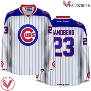 Chicago Cubs White Ryne Sandberg Crossover Hockey Jersey - Vesles2014S