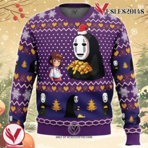 Chihiro and No Face Spirited Away Ugly Christmas Sweater, Unique Christmas Gift For Fans - Vesles2014S