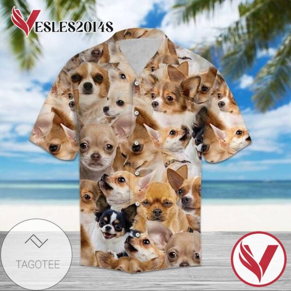 Chihuahua Dog Funny Hawaiian Graphic Print Short Sleeve Hawaiian Casual Shirt Vesles2014S 1