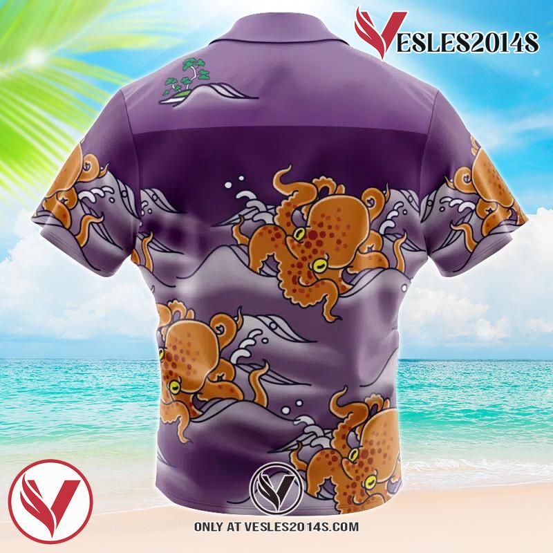 Chili Octo Aloha Splatoon Hawaiian Button Up Shirt, Perfect Gifts For Anime Lovers - Vesles2014S 1