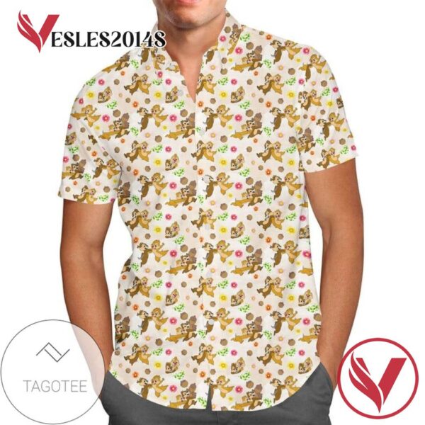 Chip And Dale Disney For men And Women Graphic Print Short Sleeve Hawaiian Casual Shirt Vesles2014S 1