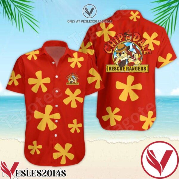 Chip & Dale Rescue Rangers Floral Pattern Red Hawaiian Shirt And Short, Unique Gifts For Friends - Vesles2014S 1