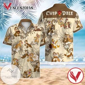 Chip and Dale Hawaiian Graphic Print Short Sleeve Hawaiian Casual Shirt Vesles2014S 1