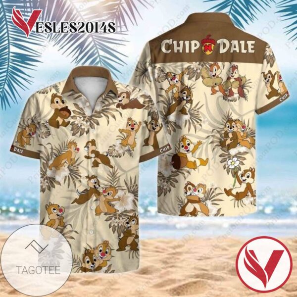 Chip and Dale Hawaiian Graphic Print Short Sleeve Hawaiian Casual Shirt Vesles2014S 1