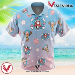 Chopper Pattern One Piece Hawaiian Button Up Shirt, Perfect Gifts For Anime Lovers - Vesles2014S