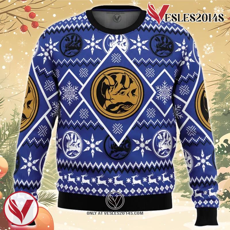 Christmas Blue Ranger Power Rangers Ugly Christmas Sweater, Unique Christmas Gift For Fans - Vesles2014S