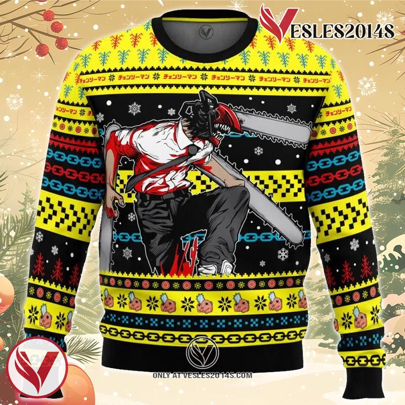 Christmas Chainsaw Man Chainsaw Man Ugly Christmas Sweater, Unique Christmas Gift For Fans - Vesles2014S