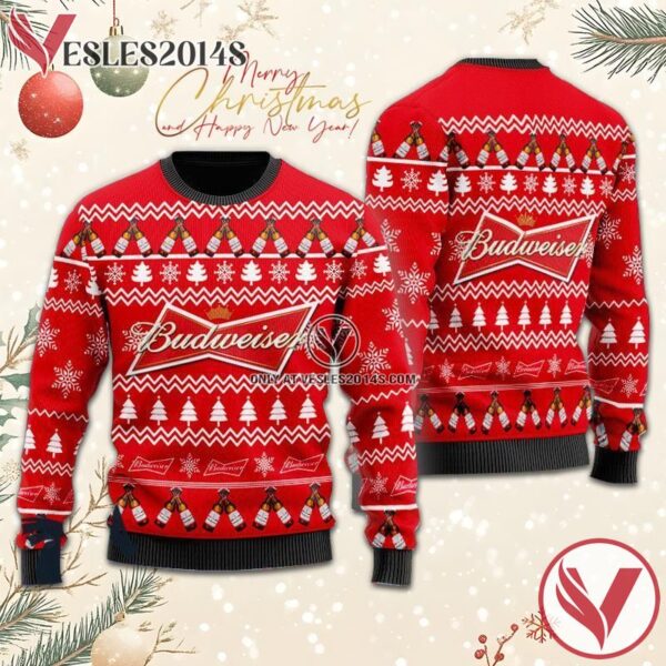 Christmas Cheers With Budweiser Beer Ugly Sweater, Unique Winter Outfits For Fans - Vesles2014S  1
