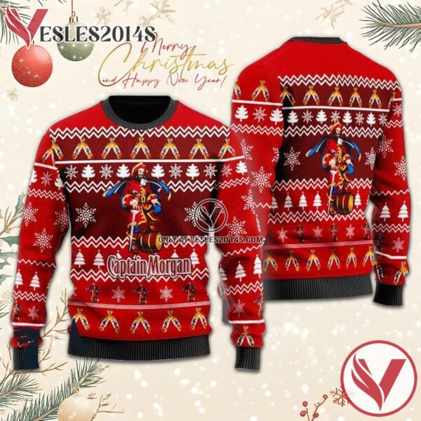Christmas Cheers With Captain Morgan Rum Christmas Sweater, Unique Winter Outfits For Fans - Vesles2014S  1