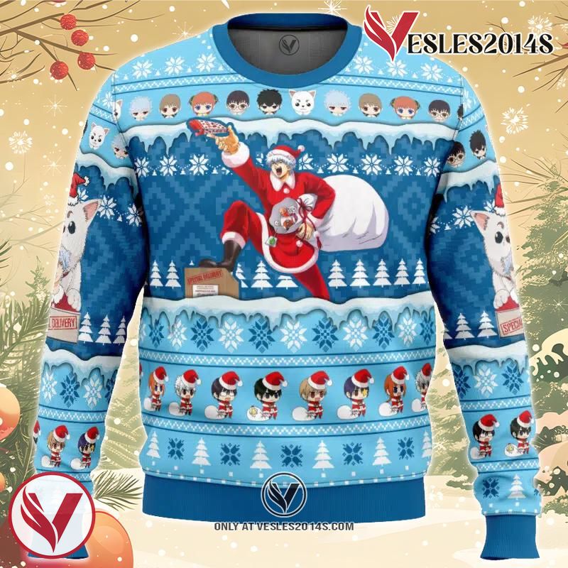 Christmas Delivery Gintama Ugly Christmas Sweater, Unique Christmas Gift For Fans - Vesles2014S