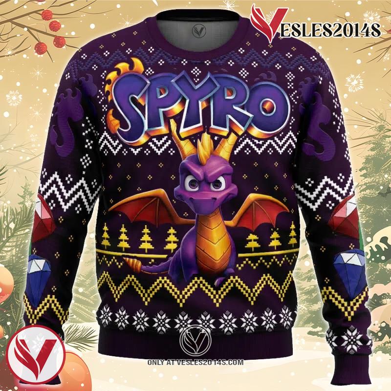 Christmas Dragon Spyro Ugly Christmas Sweater, Unique Christmas Gift For Fans - Vesles2014S