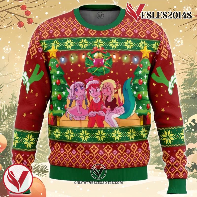 Christmas Family Miss Kobayashi’s Dragon Maid Ugly Christmas Sweater, Unique Christmas Gift For Fans - Vesles2014S
