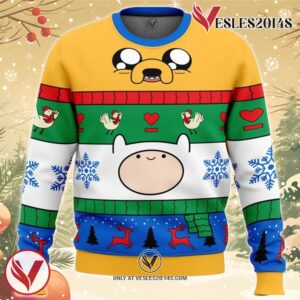 Christmas Finn and Jake Adventure Time Ugly Christmas Sweater, Unique Christmas Gift For Fans - Vesles2014S