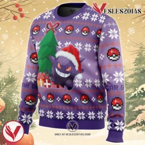 Christmas Gengar Pokemon Ugly Christmas Sweater, Unique Christmas Gift For Fans - Vesles2014S 1