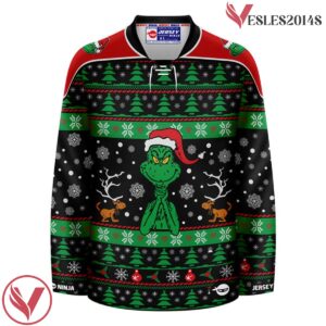 Christmas Grinch Ugly Sweater Hockey Jersey - Vesles2014S 2